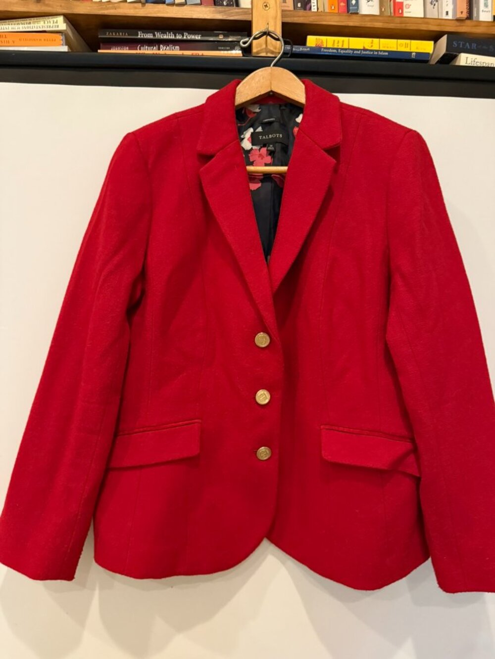 Talbots Aberdeen red blazer with floral lining